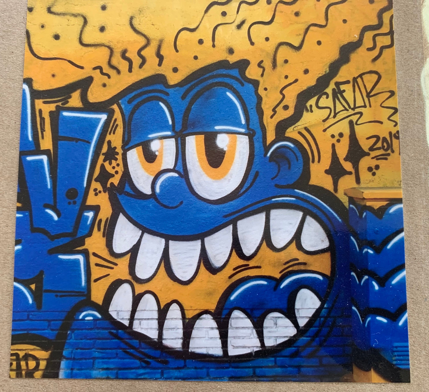 recycled card, eco friendly card, greetings card, happy blue monster. Birthday card, boys card, thank you card, Blank card, silly card