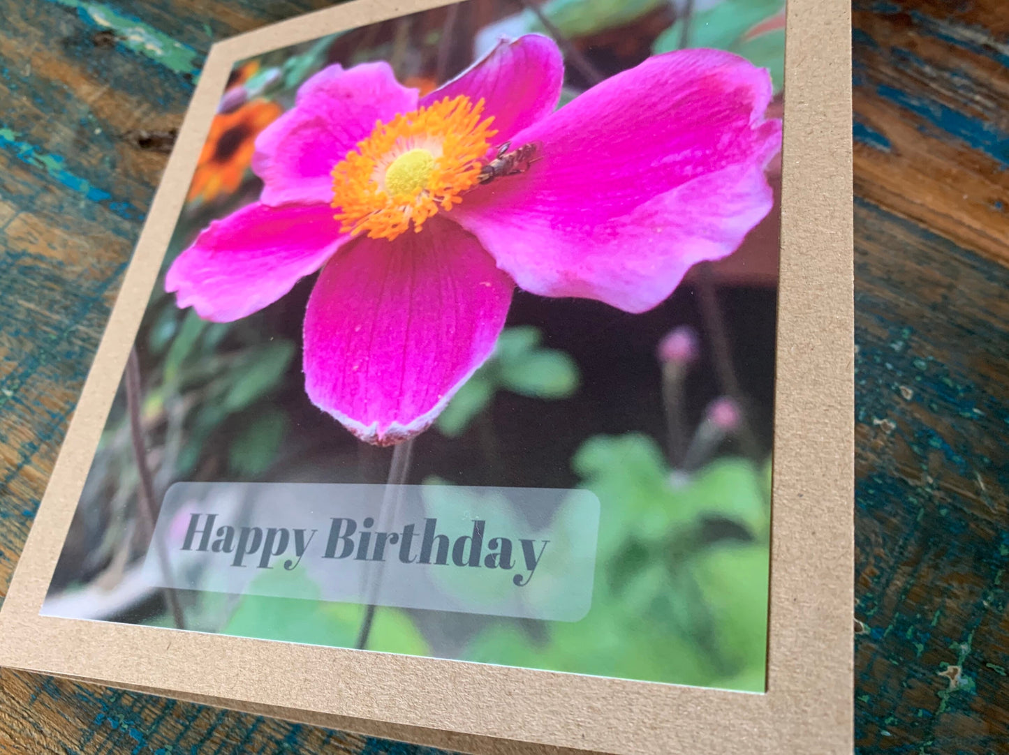 Flower card, recycled card, birthday card, pink birthday gift, Eco friendly card. Handmade birthday card. Unusual birthday card, floral card