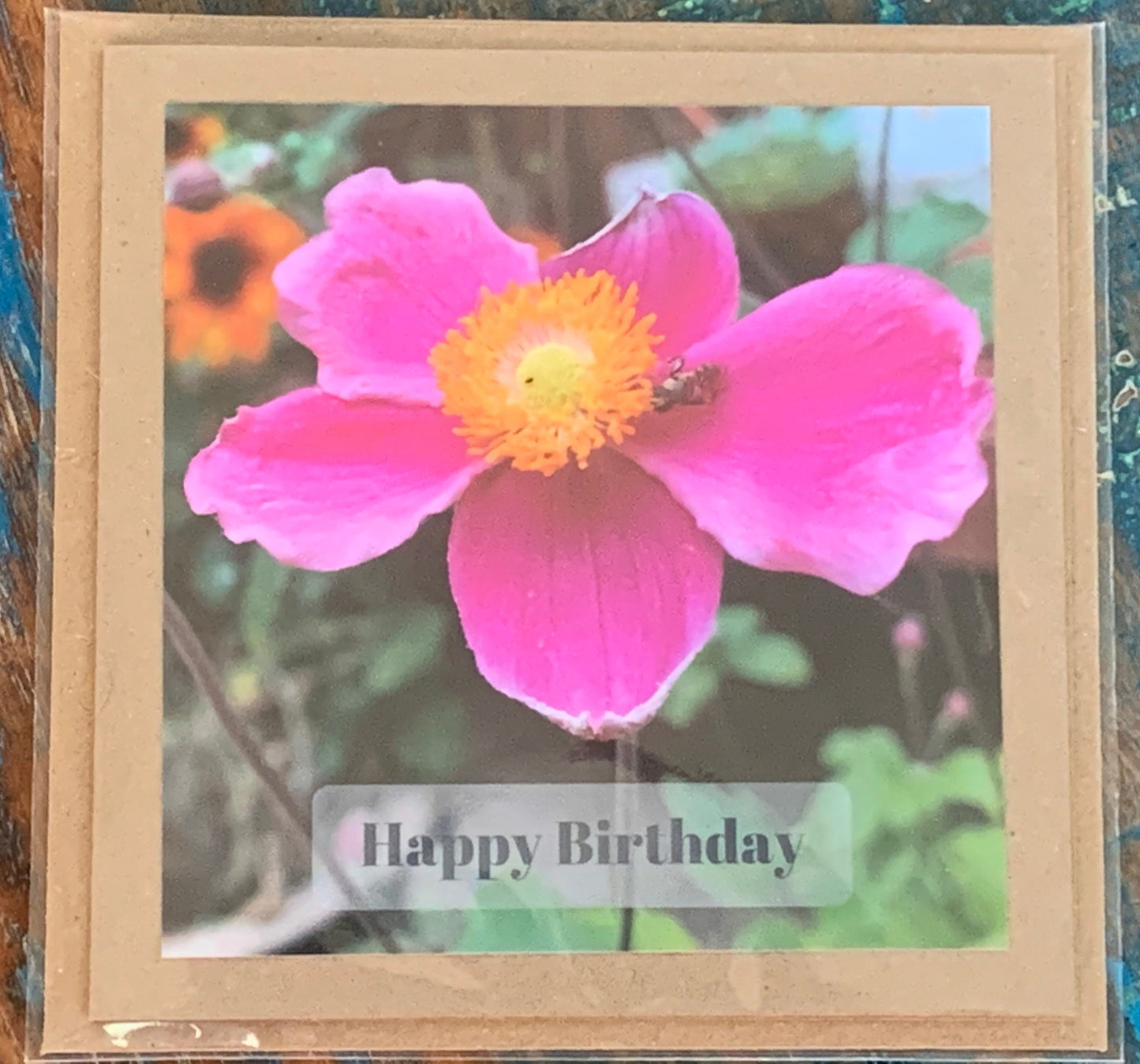 Flower card, recycled card, birthday card, pink birthday gift, Eco friendly card. Handmade birthday card. Unusual birthday card, floral card