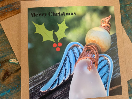 Angel card, recycled Christmas card, unusual christmas card. Eco friendly christmas card. Handmade Christmas card, unique Christmas card
