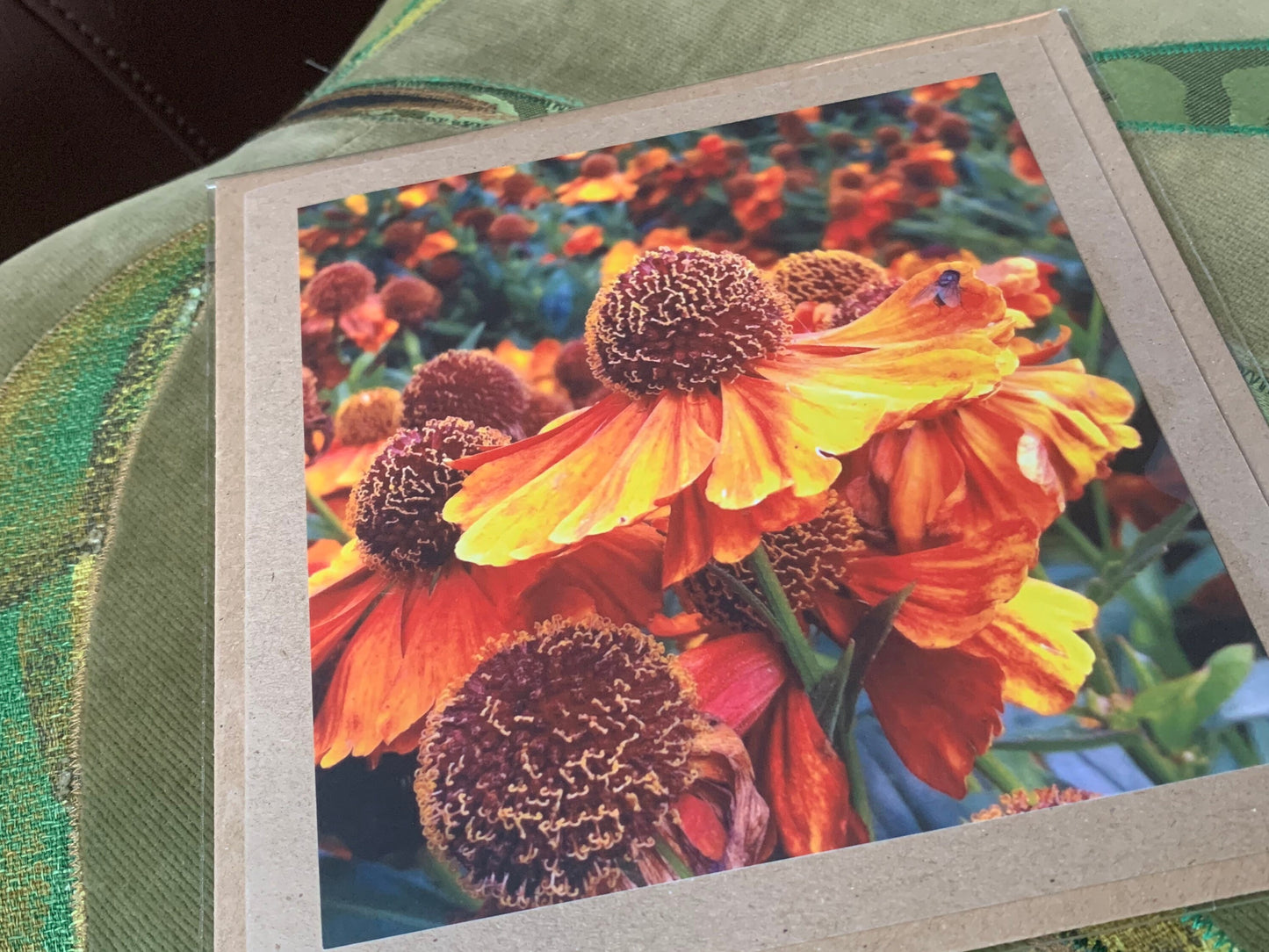 Flower card, handmade card for her. Recycled card, boho eco friendly card. Thank you card for gardener, gift for her, echinacea card