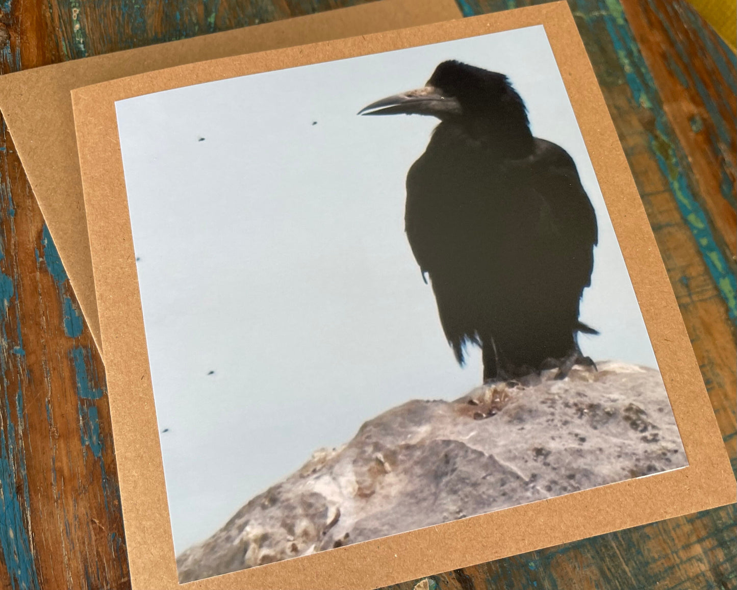 Watching flies - meditation card :) Crow card, recycled card, birthday card, Eco friendly card. Handmade card. Unusual card, blank gift card