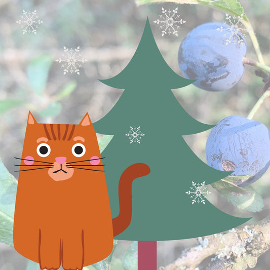 Christmas cat card, recycled Christmas card, Eco friendly Christmas card. Handmade christmas card, ethical Christmas, homemade Christmas