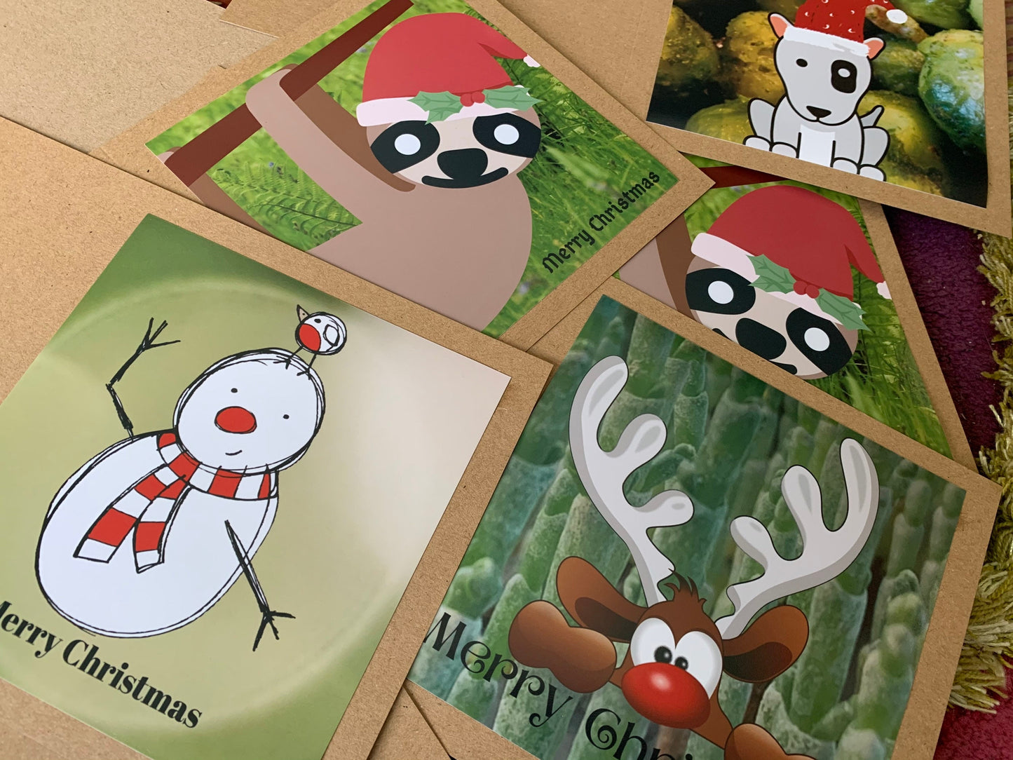 Christmas snowman card, recycled Christmas card, robin card, homemade Christmas. Eco friendly card. Handmade card, ethical Christmas card