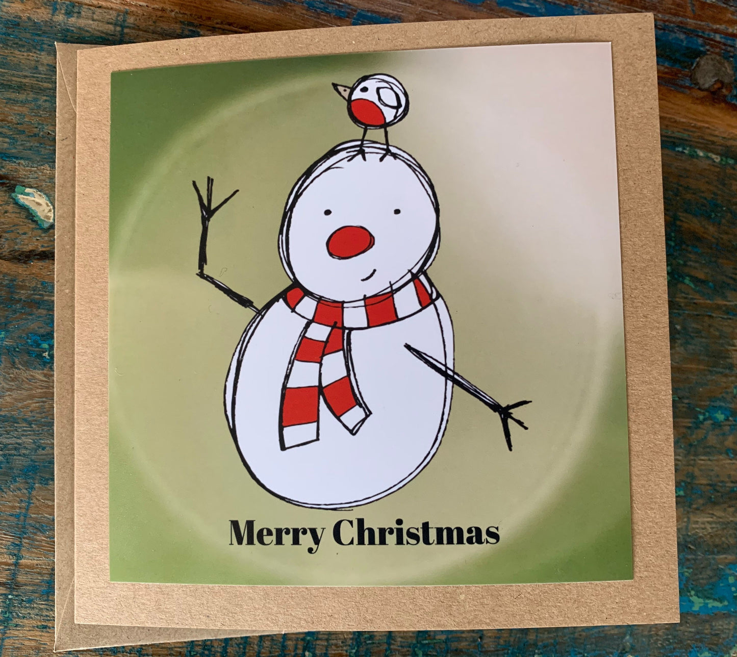 Christmas snowman card, recycled Christmas card, robin card, homemade Christmas. Eco friendly card. Handmade card, ethical Christmas card