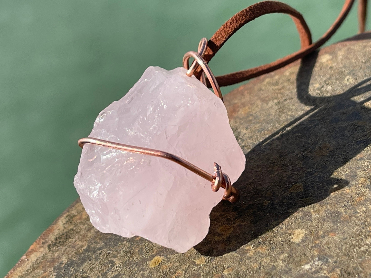 Rose quartz necklaces, romantic gift for her, rose quartz pendant, boho pendants, handmade necklace, rose quartz jewellery ethical jewellery