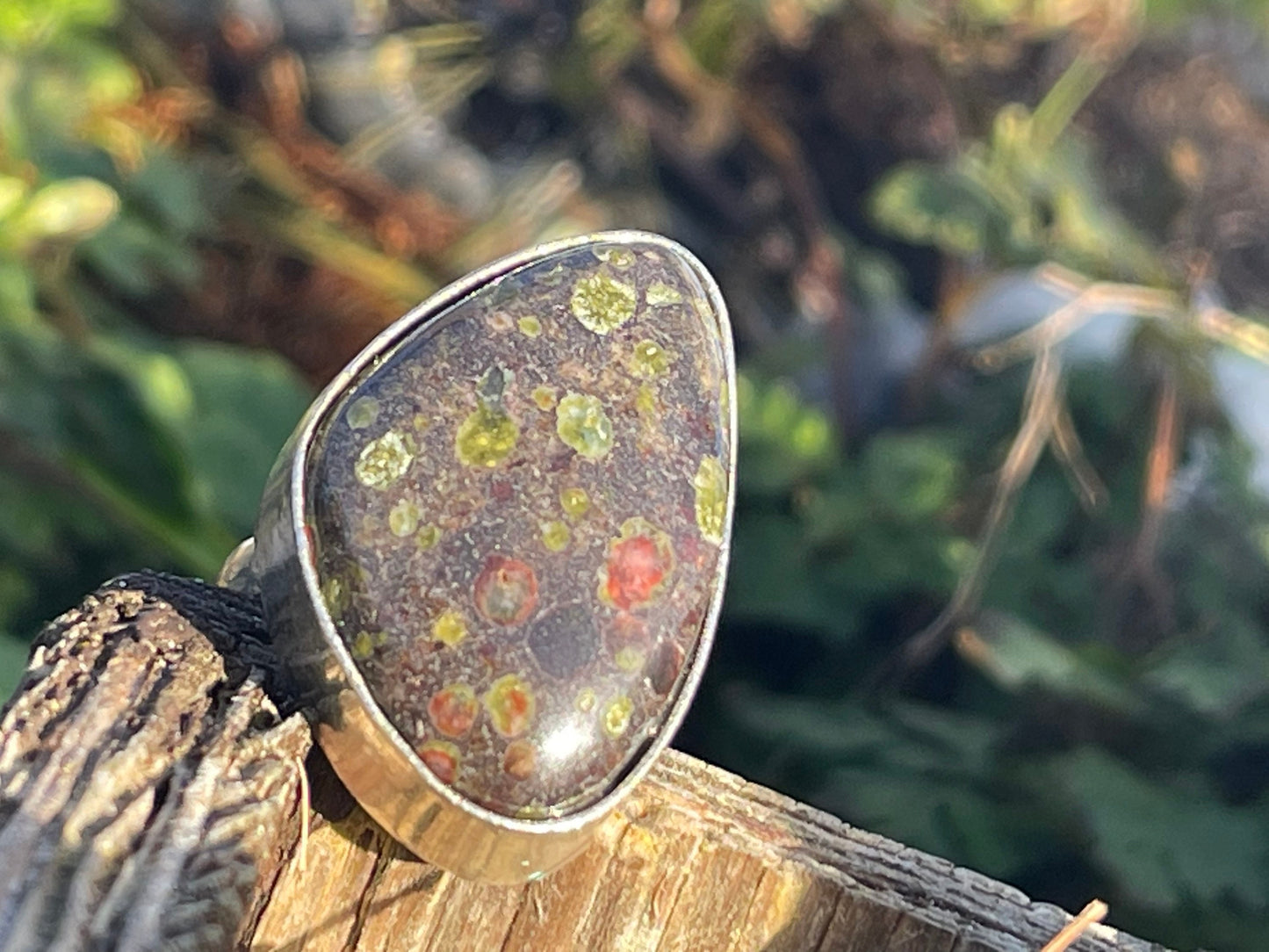 Gogunjula jasper ring. Handmade ring, gift for her, gift for him, unusual ring, Green jasper jewellery, boho jewellery, large gemstone ring