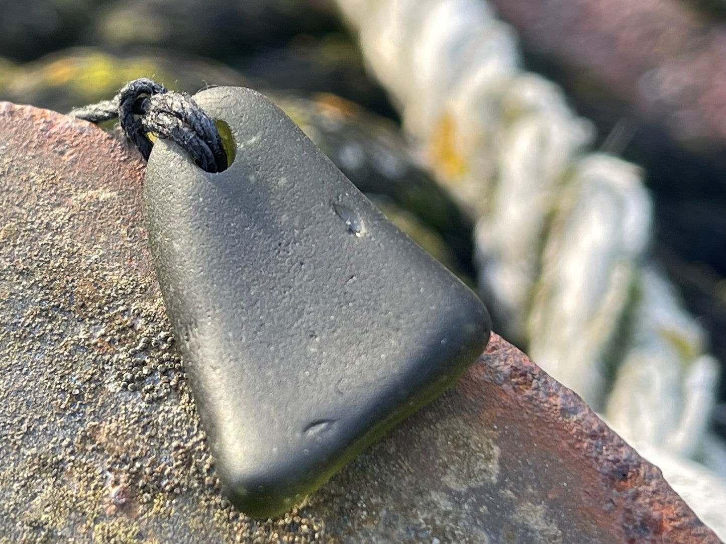 Eco friendly sea glass necklace. Ethical jewellery, boho necklace, unusual gift for him, gift for man, boho necklace, sea glass jewellery