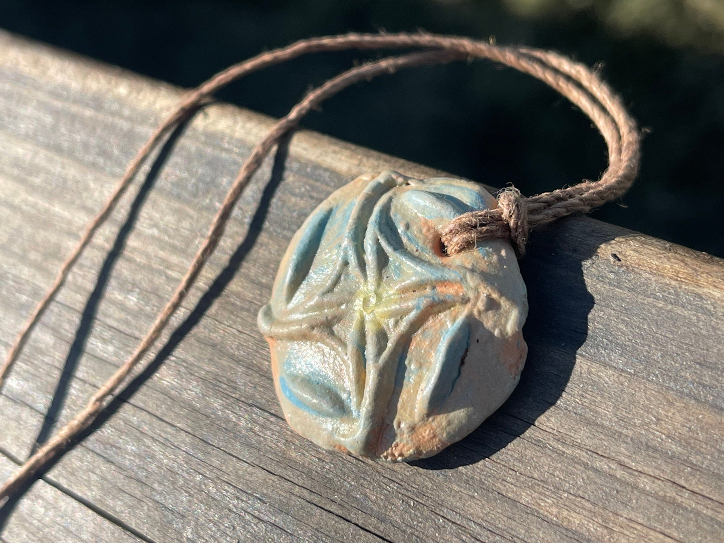 Handmade necklace made from Sussex clay. Ceramic necklace, peach necklace, pottery necklace, unique necklace, boho unique jewellery