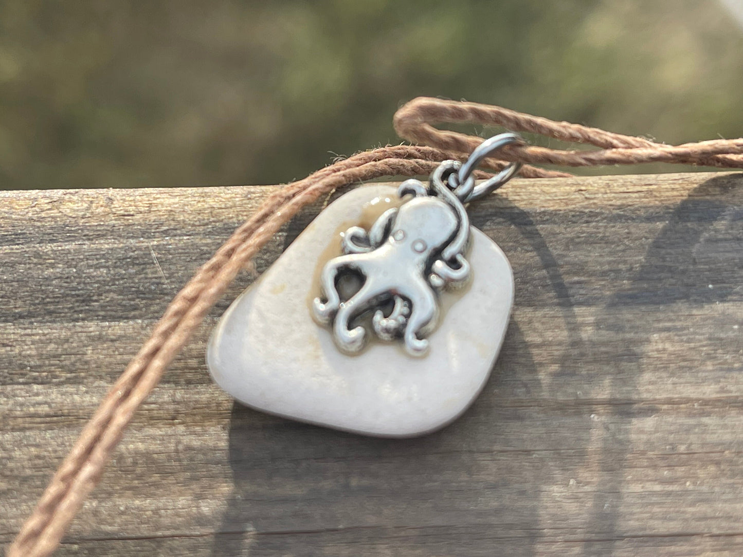 Recycled necklace, beach pottery necklace, eco friendly gift for her. Necklace for a man, boho gift for him. Ethical jewellery, boho pendant