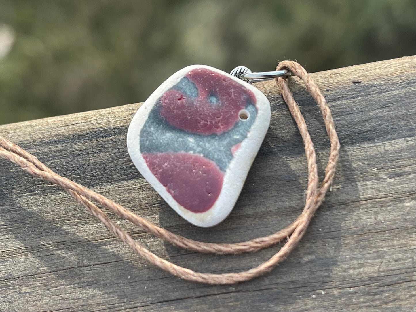 Recycled necklace, beach pottery necklace, eco friendly gift for her. Necklace for a man, boho gift for him. Ethical jewellery, boho pendant