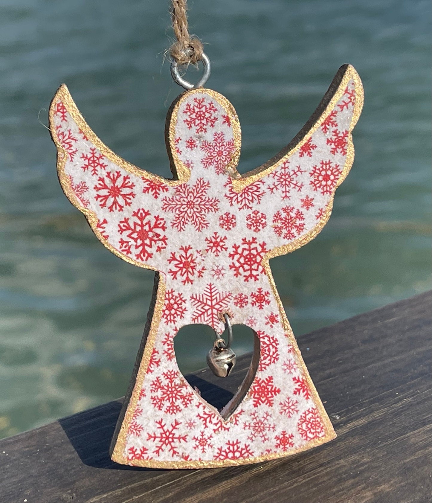 Three handmade Christmas tree decorations, eco friendly Christmas baubles, traditional Christmas decorations for the tree, angel decorations