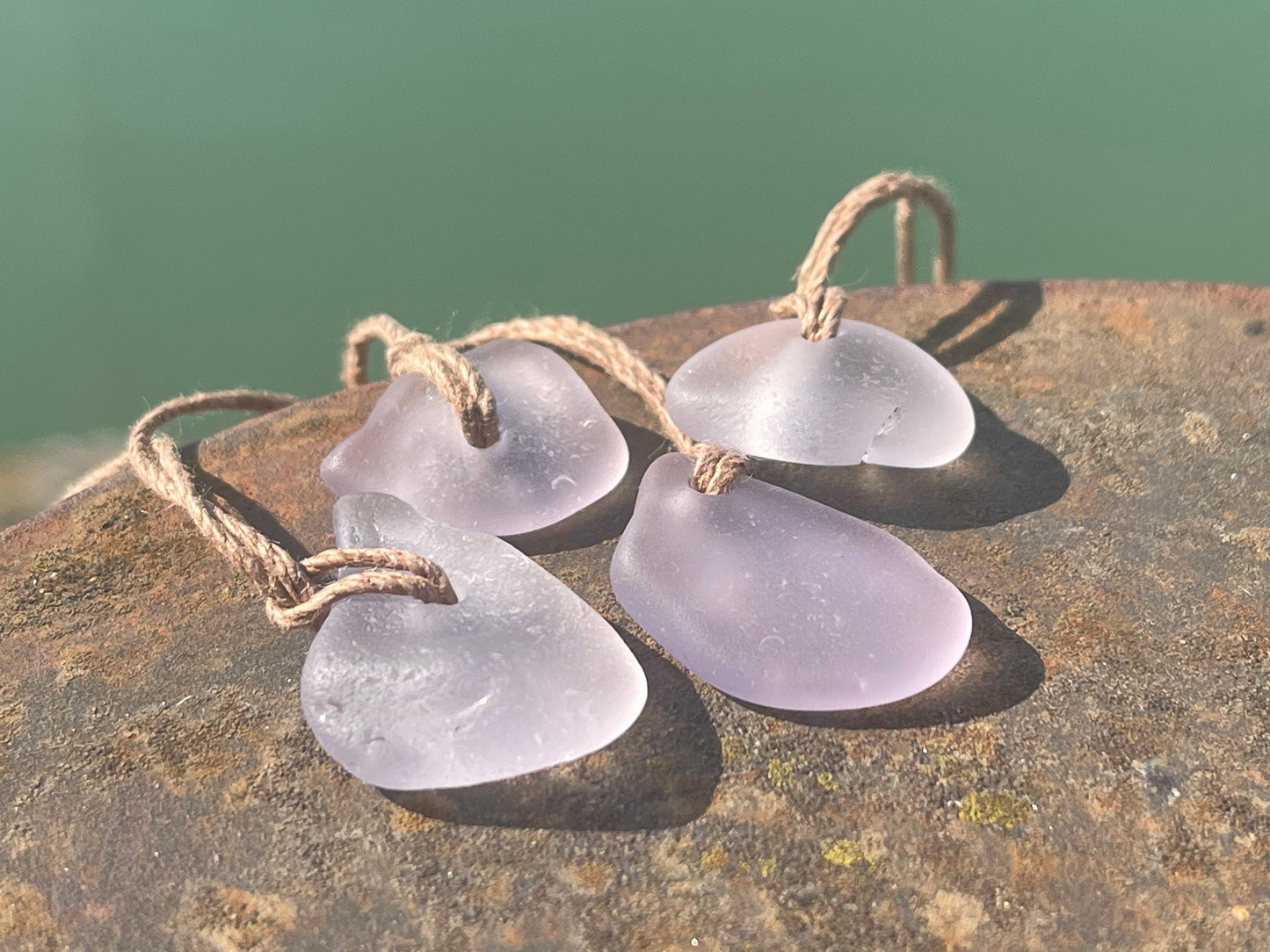 Rustic pink sea glass necklaces. Recycled gift, boho necklaces, unusual gift for him, gift for her, hippy necklace, eco friendly necklaces