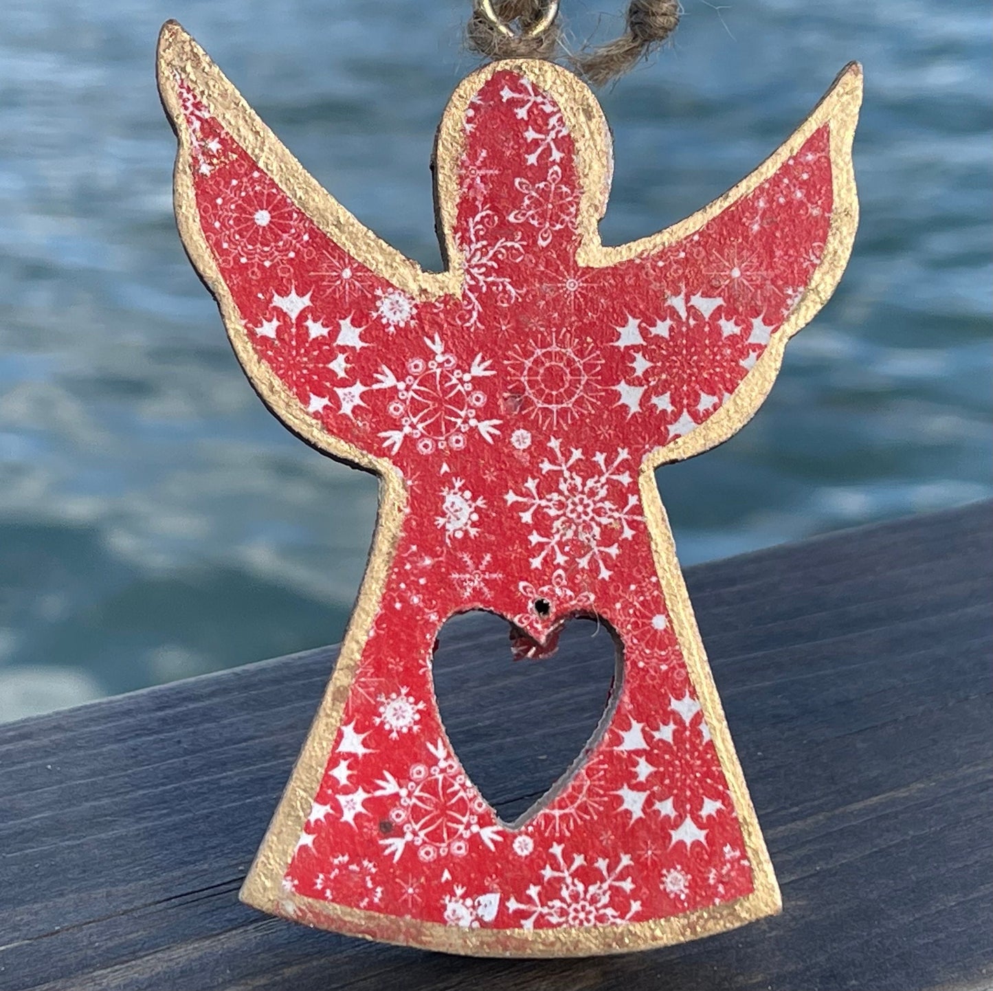 Three handmade Christmas tree decorations, eco friendly Christmas baubles, traditional Christmas decorations for the tree, angel decorations