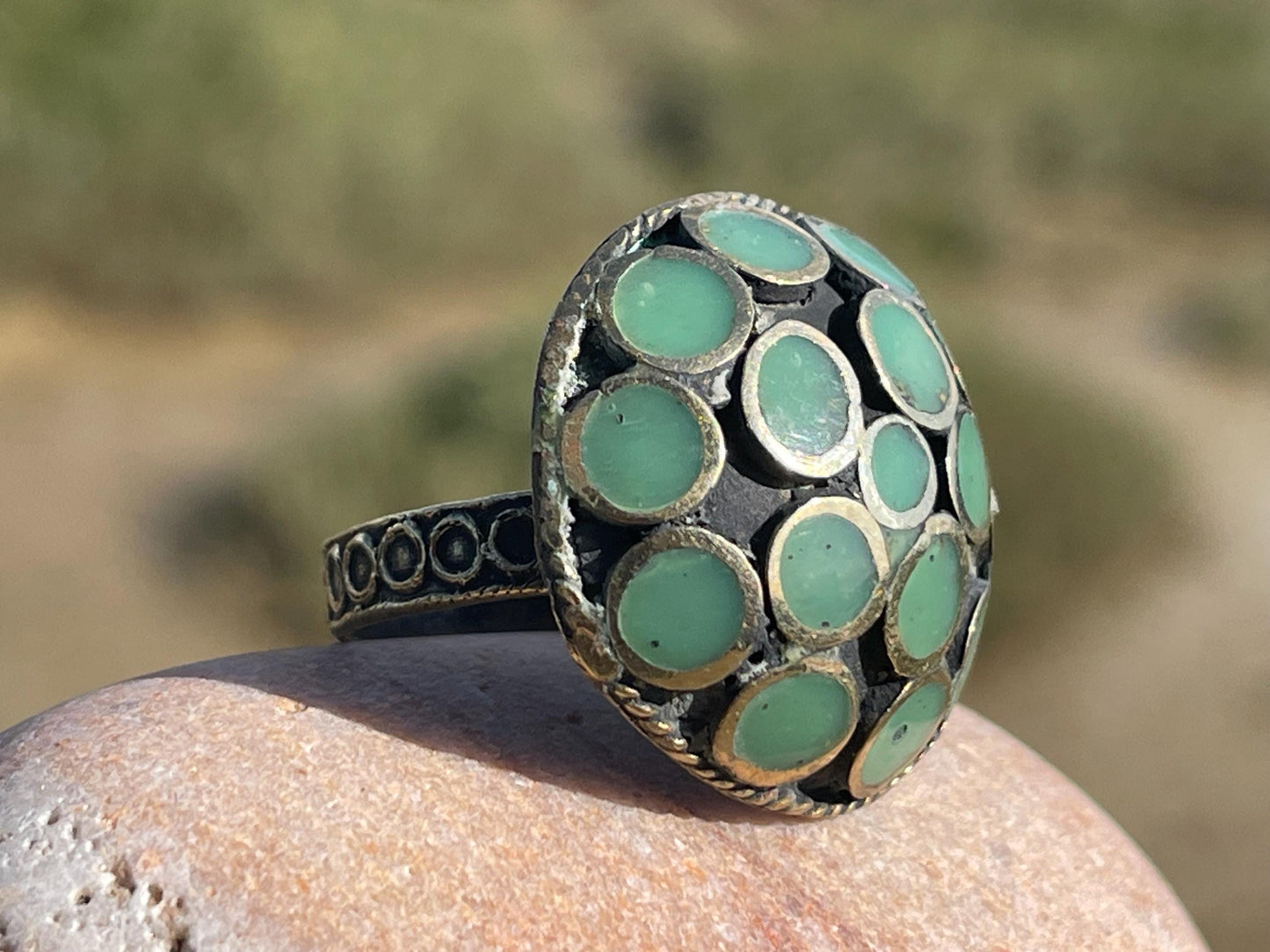 Fabulous vintage ring, large blue ring, boho vintage jewellery, ethical jewellery, gypsy ring. Gypsy jewellery, statement jewellery