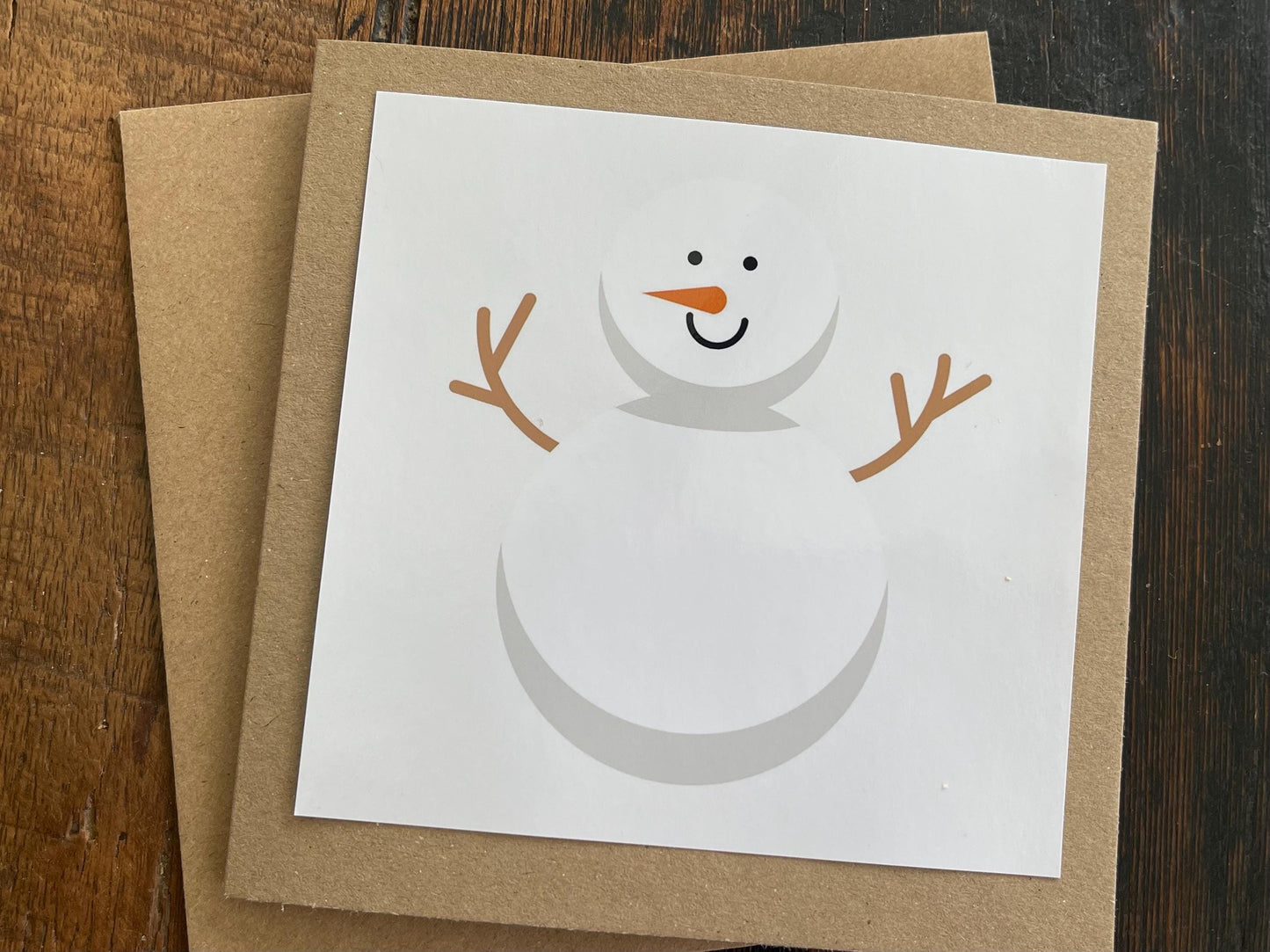 Christmas snowman card, recycled Christmas card, homemade Christmas card. Eco friendly card. Handmade card, ethical Christmas card
