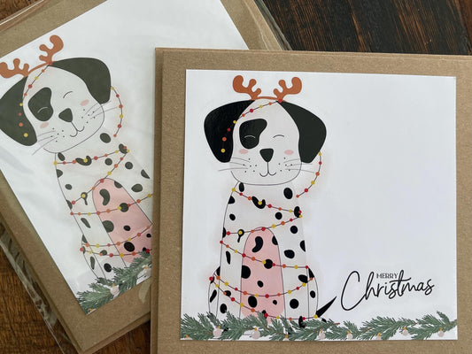 Recycled Christmas card, Christmas Dalmatian card, Christmas dog card. Eco friendly Christmas card. Xmas dog card, ethical Christmas card