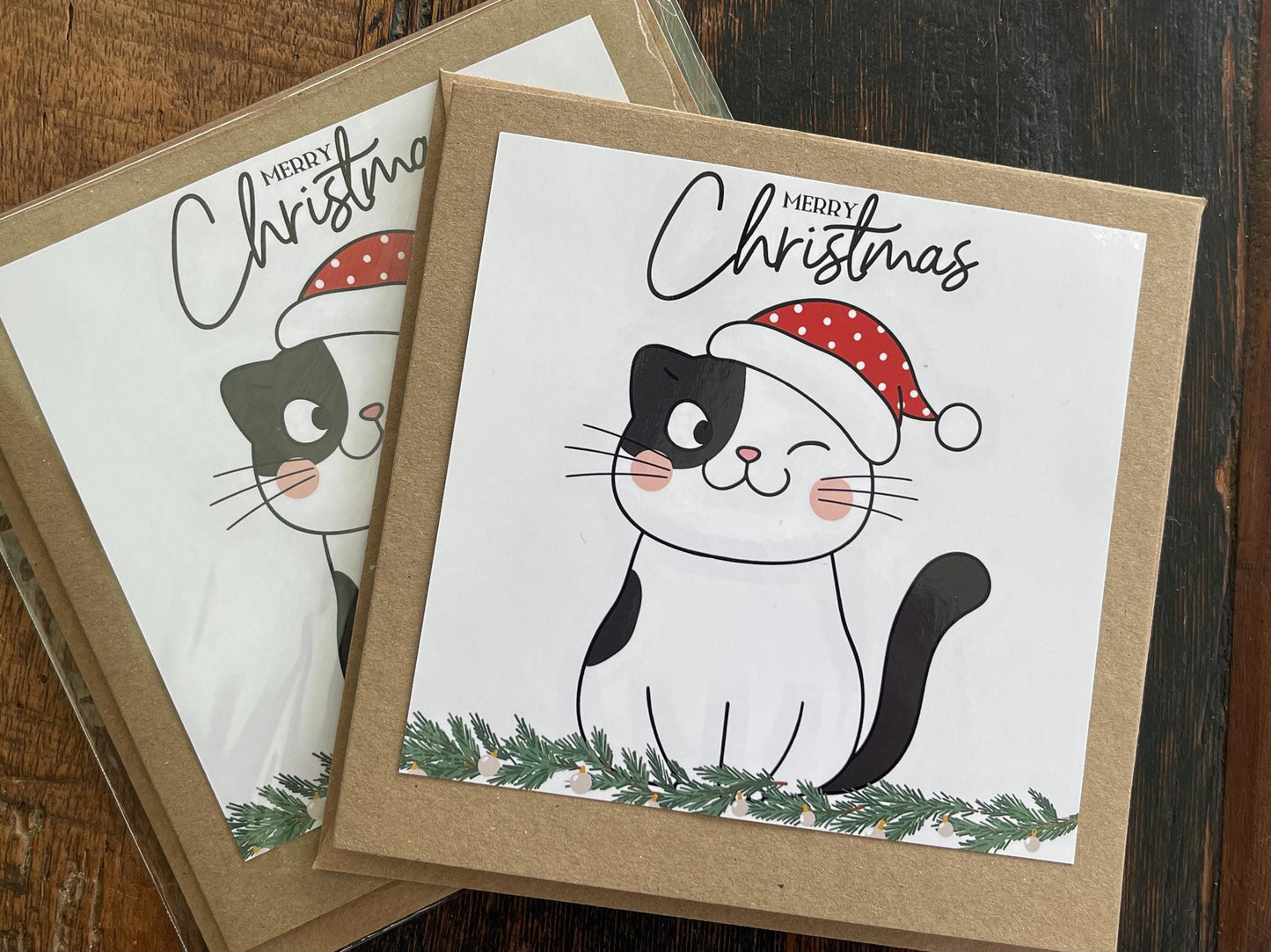 Recycled Christmas card. Christmas cat card, cat christmas card. Eco friendly Christmas card. Xmas cat card, ethical Christmas card
