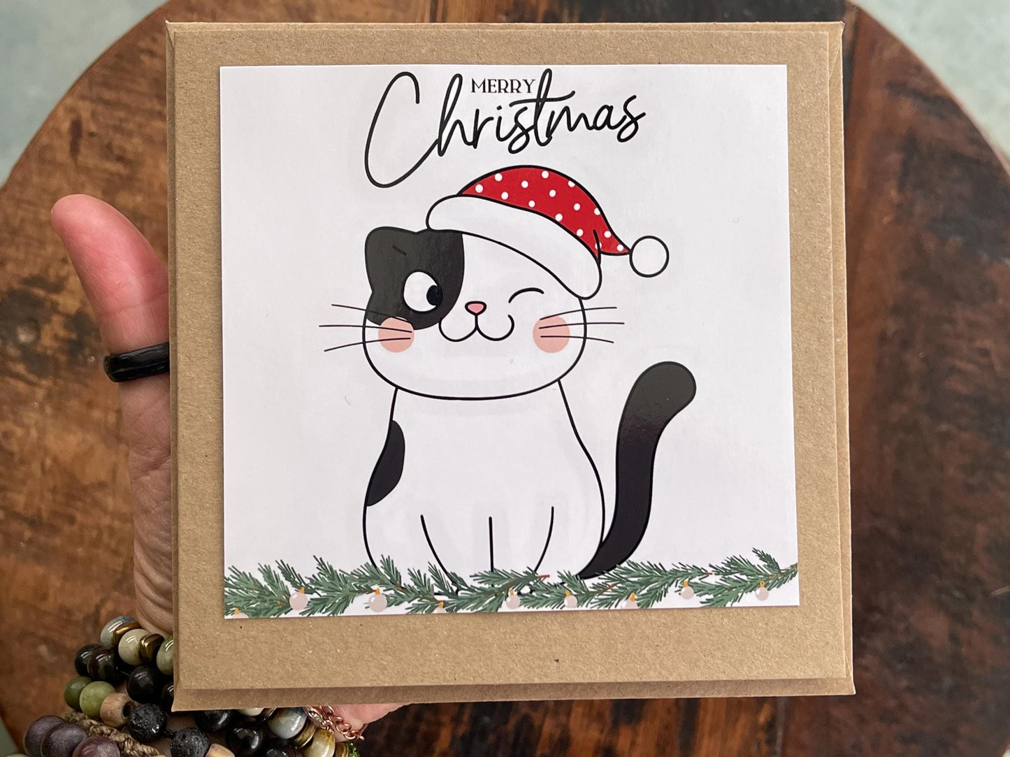 Recycled Christmas card. Christmas cat card, cat christmas card. Eco friendly Christmas card. Xmas cat card, ethical Christmas card