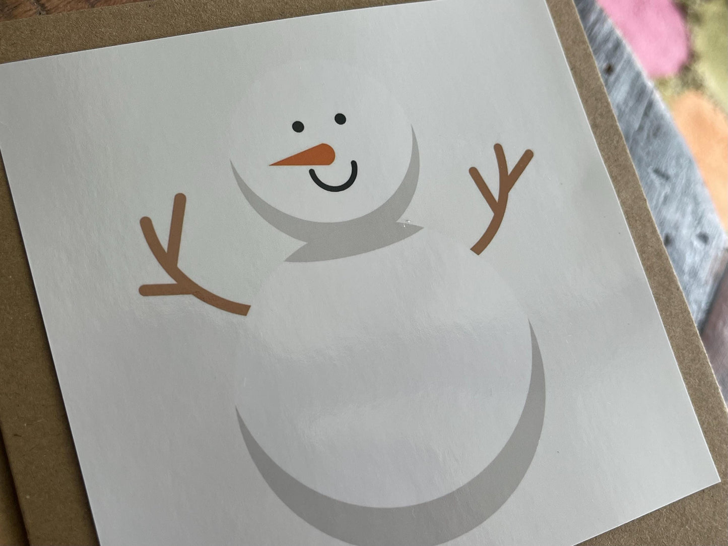 Christmas snowman card, recycled Christmas card, homemade Christmas card. Eco friendly card. Handmade card, ethical Christmas card