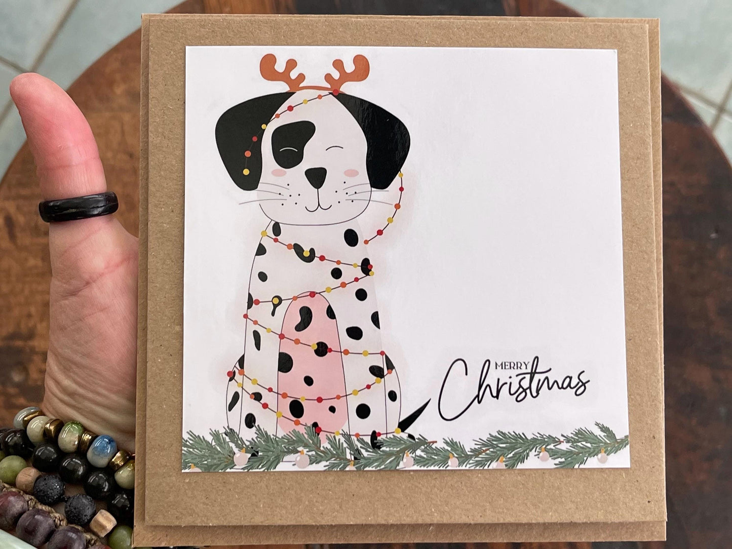 Recycled Christmas card, Christmas Dalmatian card, Christmas dog card. Eco friendly Christmas card. Xmas dog card, ethical Christmas card
