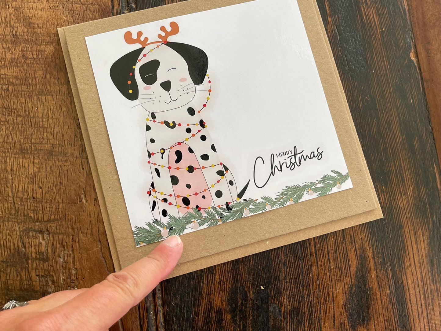 Recycled Christmas card, Christmas Dalmatian card, Christmas dog card. Eco friendly Christmas card. Xmas dog card, ethical Christmas card