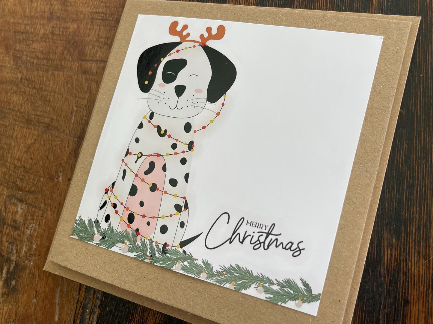 Recycled Christmas card, Christmas Dalmatian card, Christmas dog card. Eco friendly Christmas card. Xmas dog card, ethical Christmas card