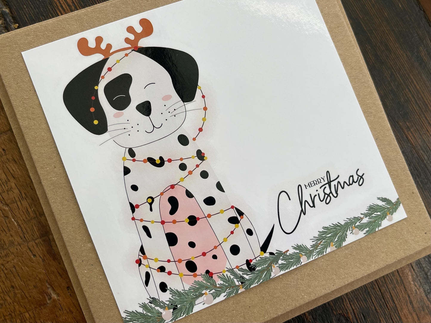 Recycled Christmas card, Christmas Dalmatian card, Christmas dog card. Eco friendly Christmas card. Xmas dog card, ethical Christmas card