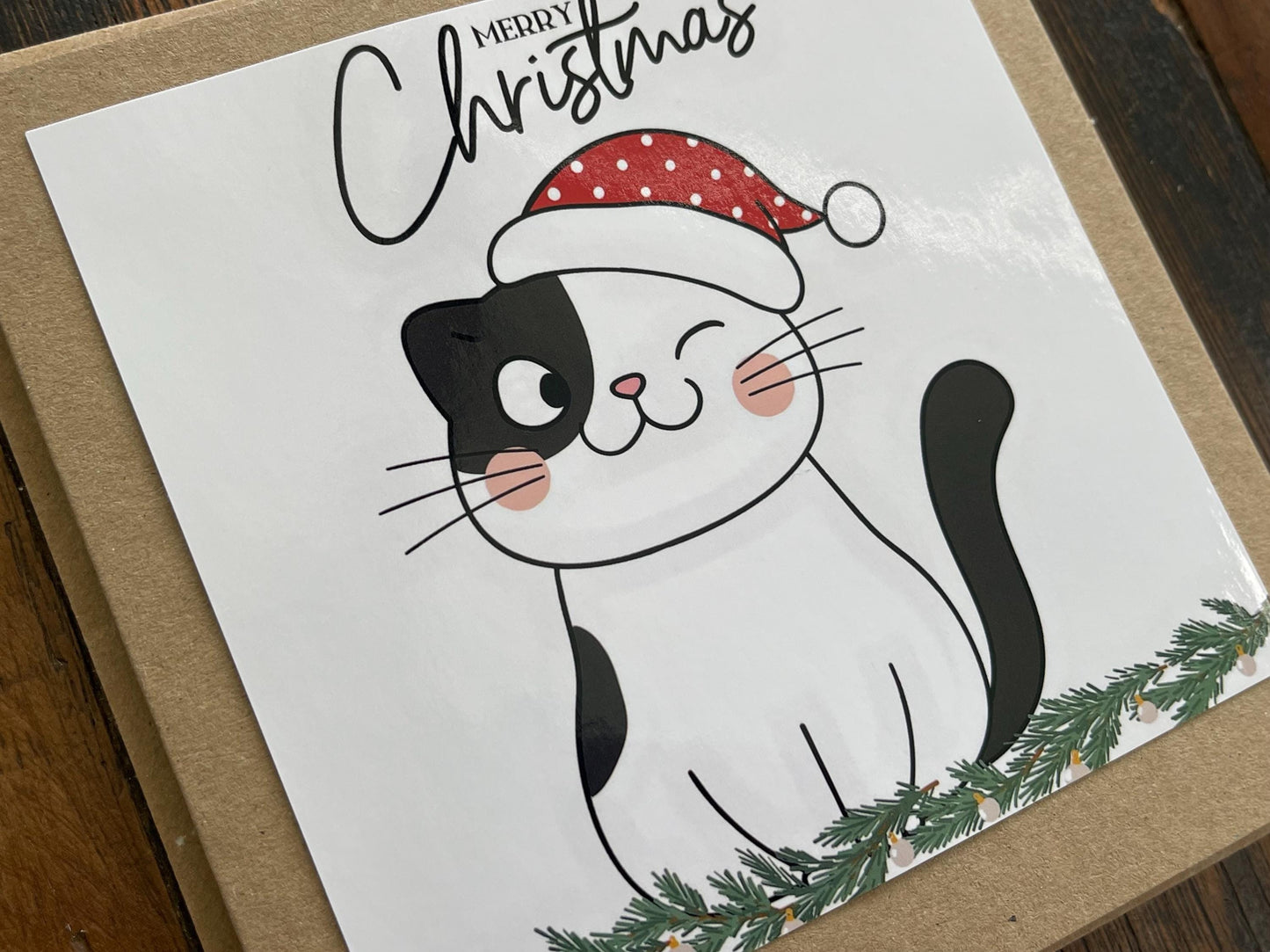 Recycled Christmas card. Christmas cat card, cat christmas card. Eco friendly Christmas card. Xmas cat card, ethical Christmas card