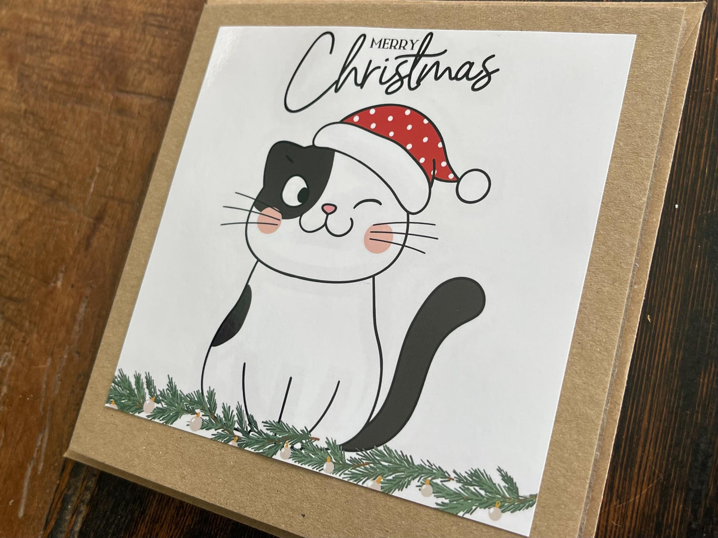 Recycled Christmas card. Christmas cat card, cat christmas card. Eco friendly Christmas card. Xmas cat card, ethical Christmas card