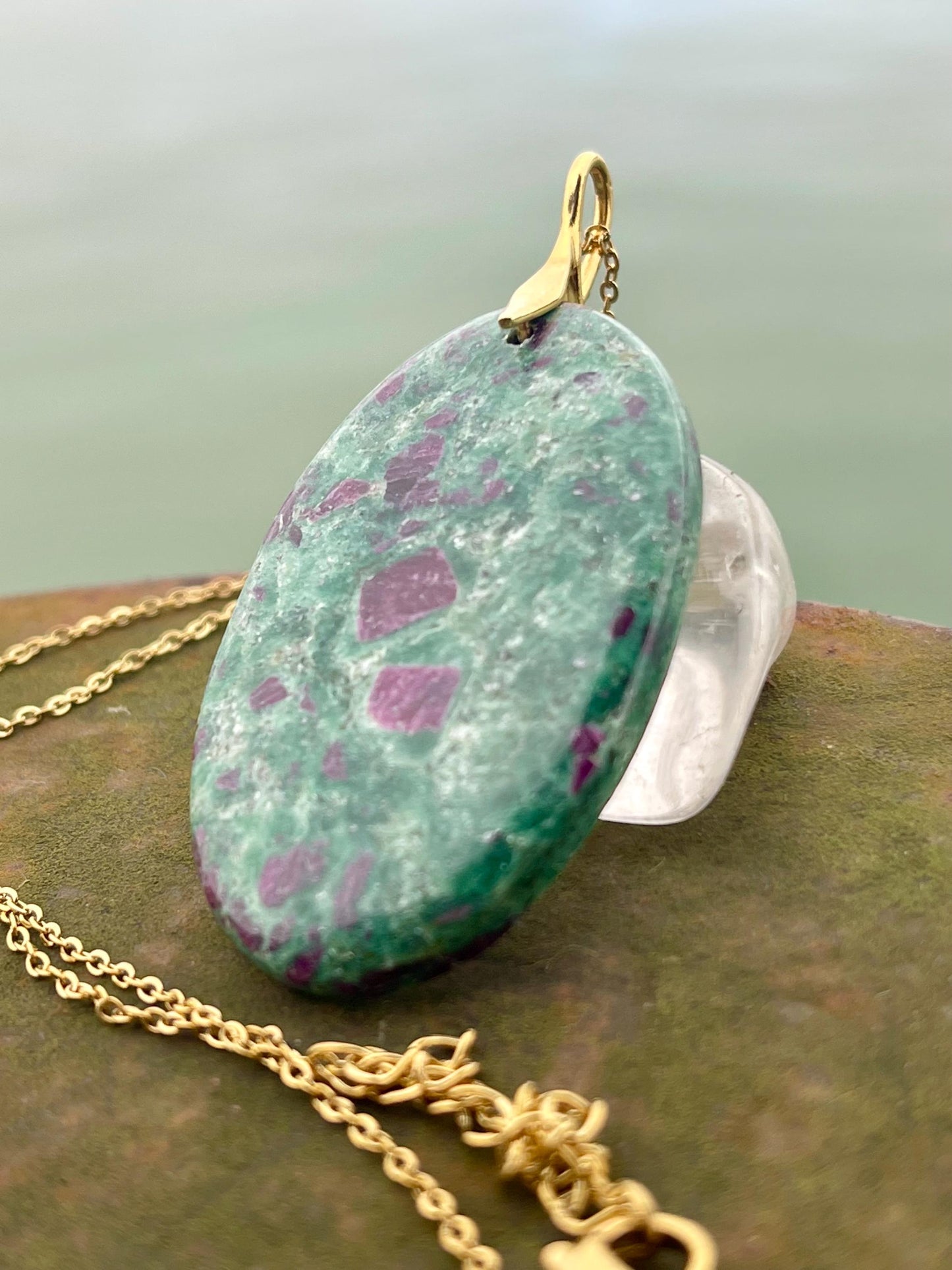 Ruby Fushsite necklace. Handmade necklace, gift for her, gift for him, unusual necklace, unique jewellery, ethical gift, ethical jewellery