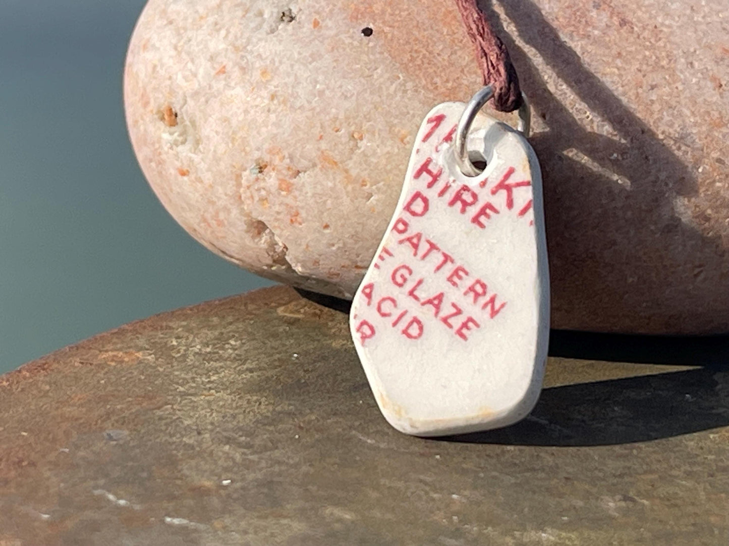 Recycled necklace, sea pottery necklace, eco friendly gift for her. Handmade necklace, ethical jewellery, pink necklace, earthy jewellery