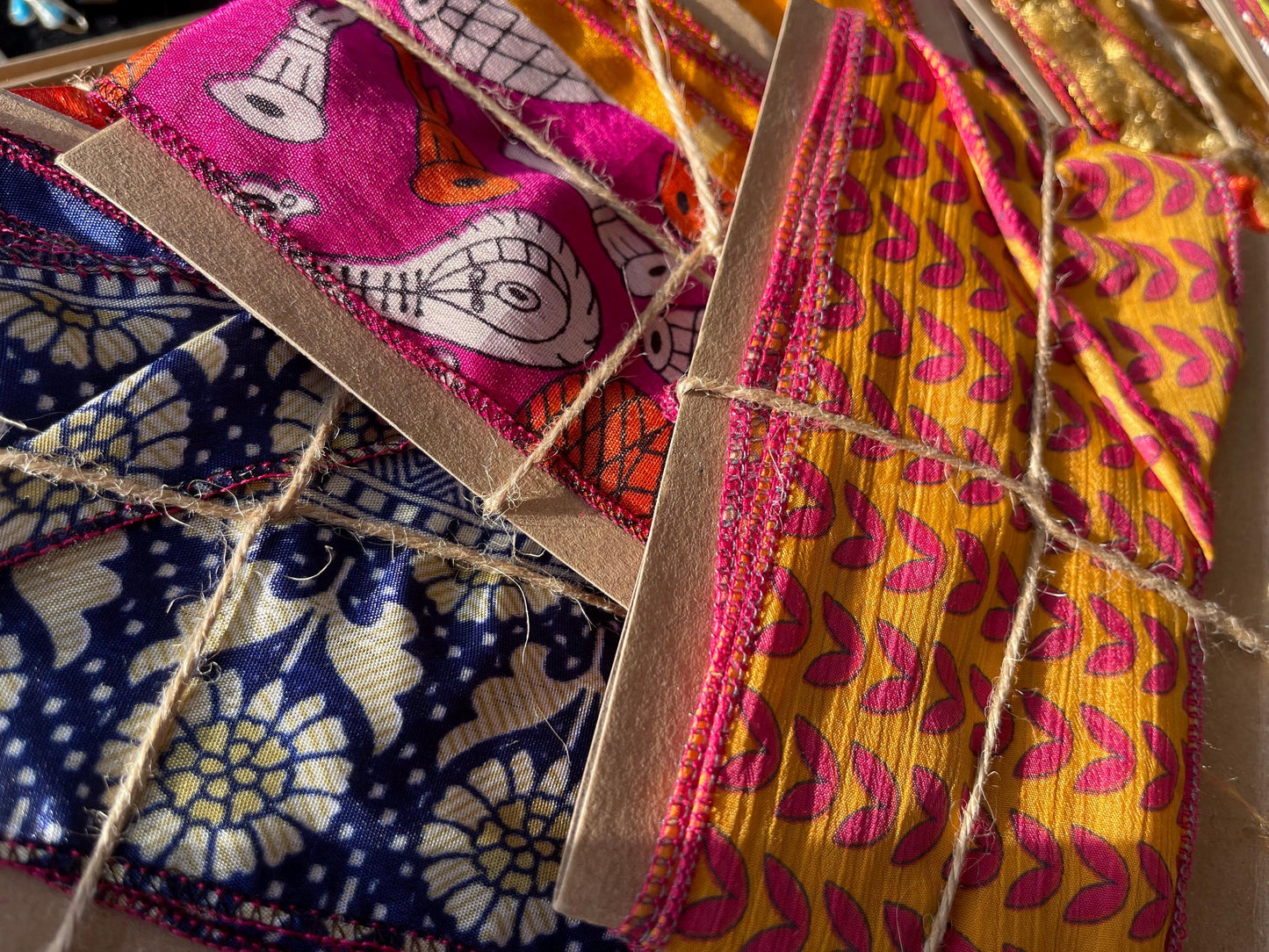 SALE. Recycled scarves, Handmade hair bands. Recycled Head Scarf. Wrist Wrap - Eco-Friendly Gift for Her, sari hair wrap, Indian hair scarf