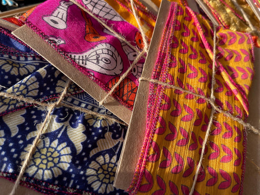 SALE. Recycled scarves, Handmade hair bands. Recycled Head Scarf. Wrist Wrap - Eco-Friendly Gift for Her, sari hair wrap, Indian hair scarf