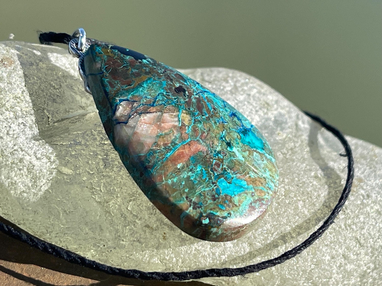 Chrysocolla Malachite necklace, ethical jewellery, bohemian necklace, unusual jewellery, malachite pendant, green gemstone necklace