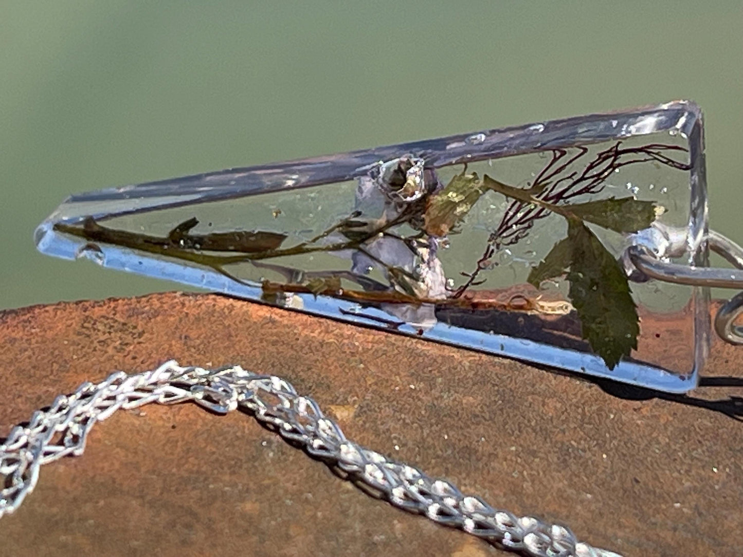Forget-me-not necklace on recycled sterling silver.  Boho gift for her, flower pendant, boho jewellery, handmade necklace, remembrance gift