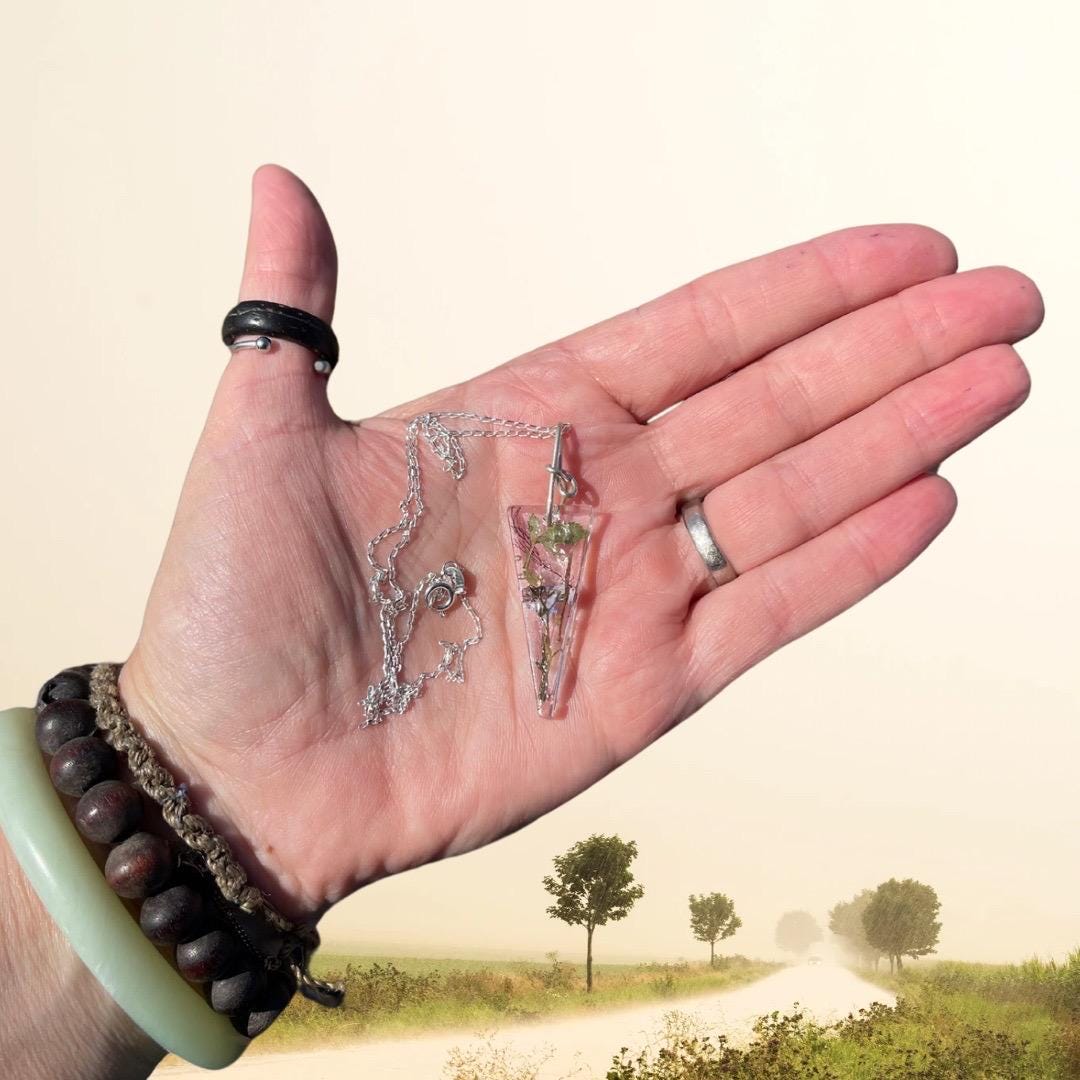 Forget-me-not necklace on recycled sterling silver.  Boho gift for her, flower pendant, boho jewellery, handmade necklace, remembrance gift