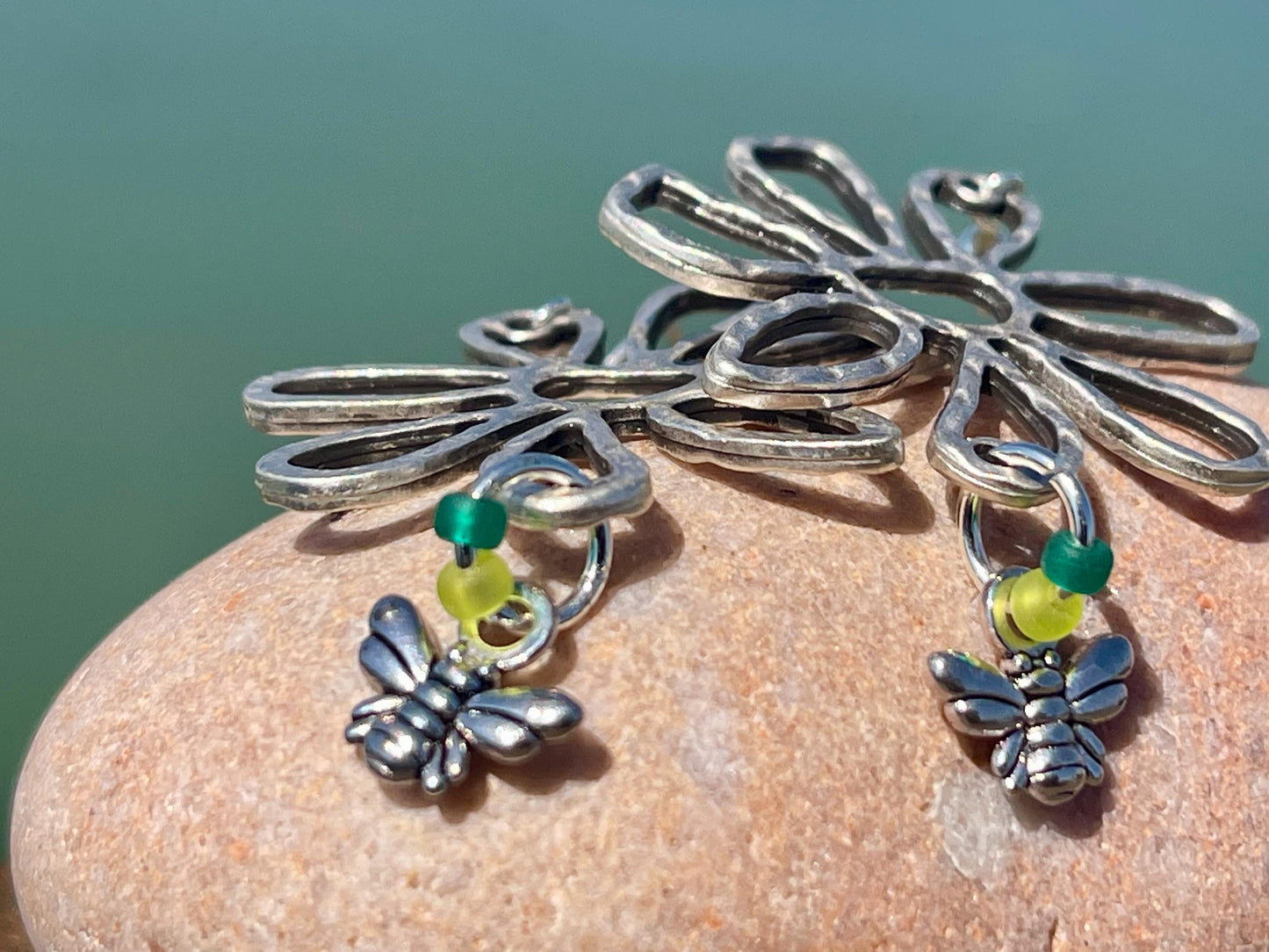 Recycled silver bee earrings, bee jewellery, gift for gardener, Gift for her, unusual earrings, ethical jewellery, boho handmade earrings