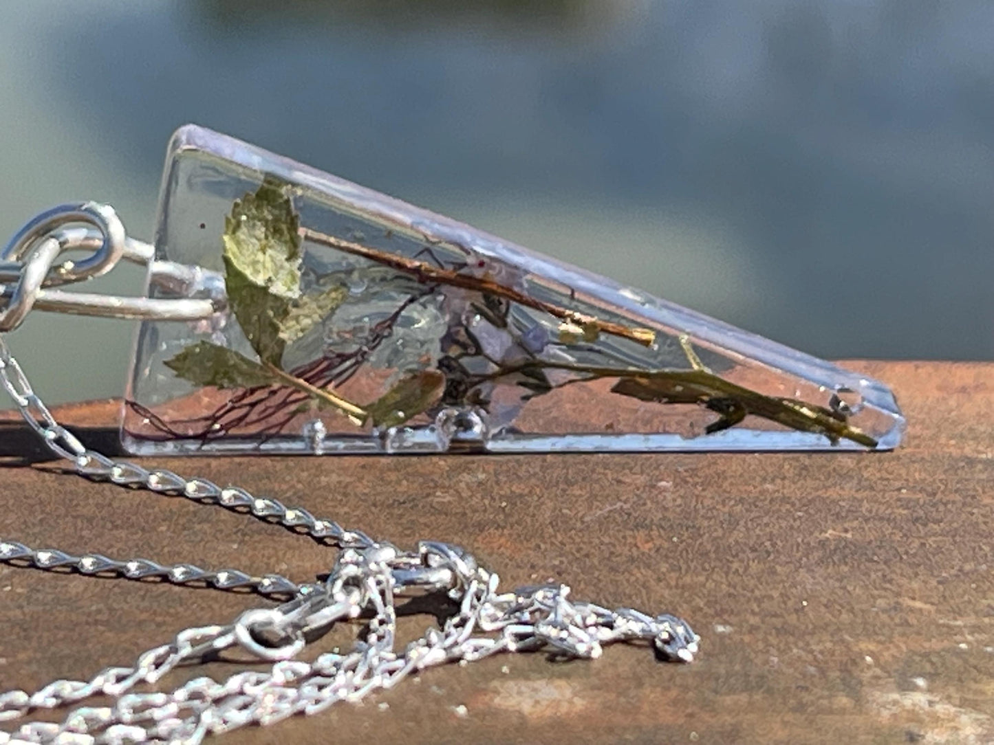 Forget-me-not necklace on recycled sterling silver.  Boho gift for her, flower pendant, boho jewellery, handmade necklace, remembrance gift