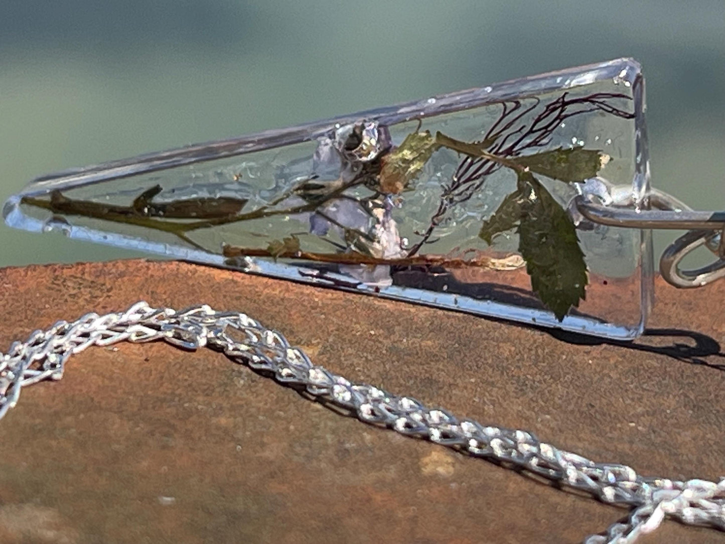 Forget-me-not necklace on recycled sterling silver.  Boho gift for her, flower pendant, boho jewellery, handmade necklace, remembrance gift