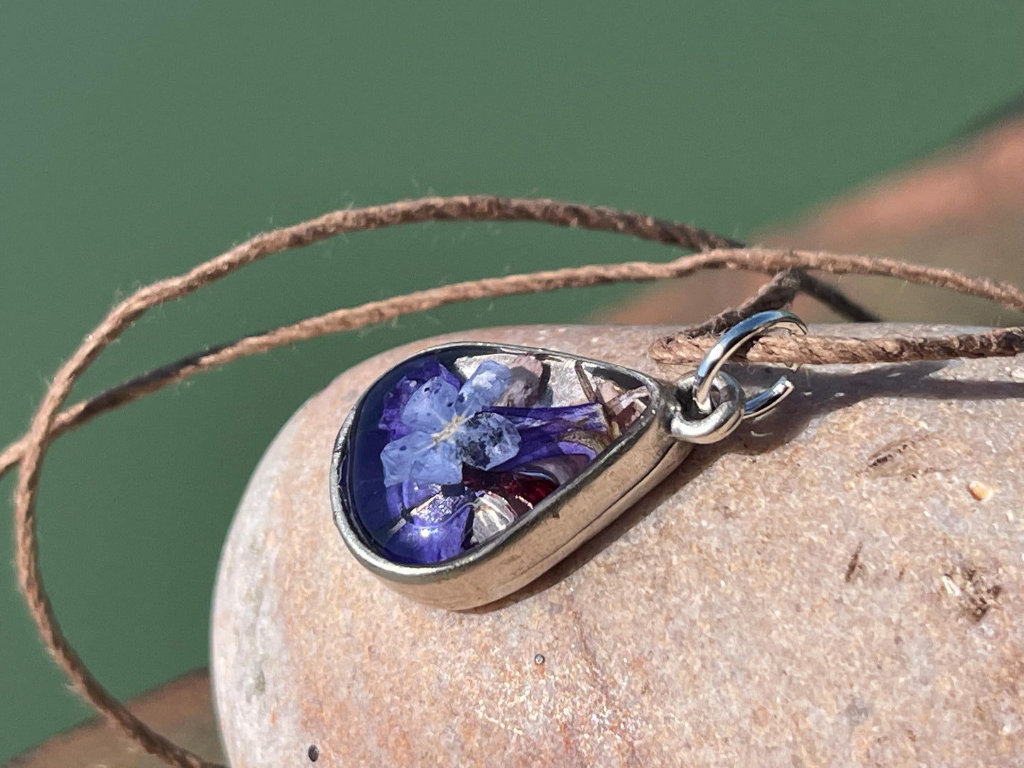 Flower necklace, ethical jewellery, violet necklace, handmade necklace, boho jewellery, Unusual gift for her, flower pendant, unique gifts.