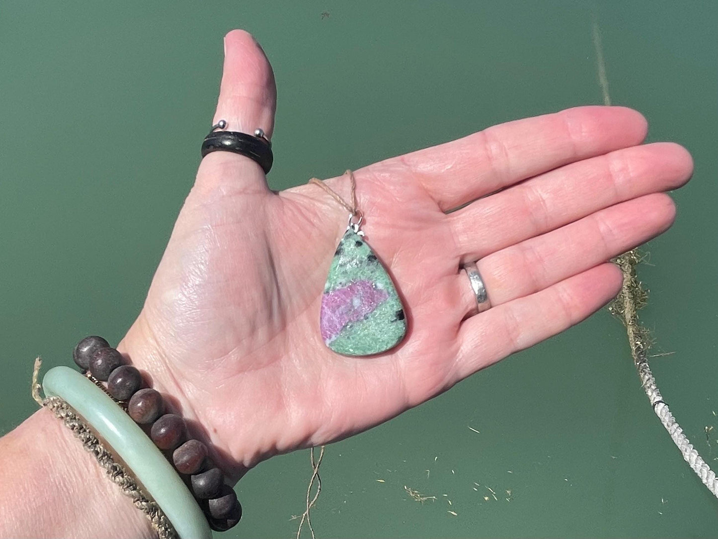 Ruby Fushsite necklace. Handmade necklace, gift for her, gift for him, unusual necklace, unique jewellery, ethical gift, ethical jewellery