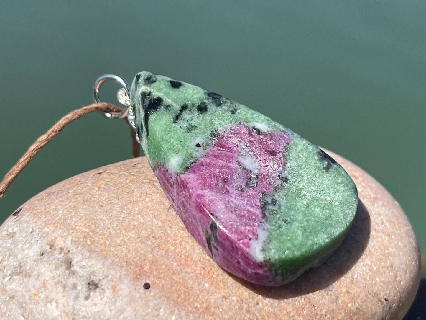 Ruby Fushsite necklace. Handmade necklace, gift for her, gift for him, unusual necklace, unique jewellery, ethical gift, ethical jewellery