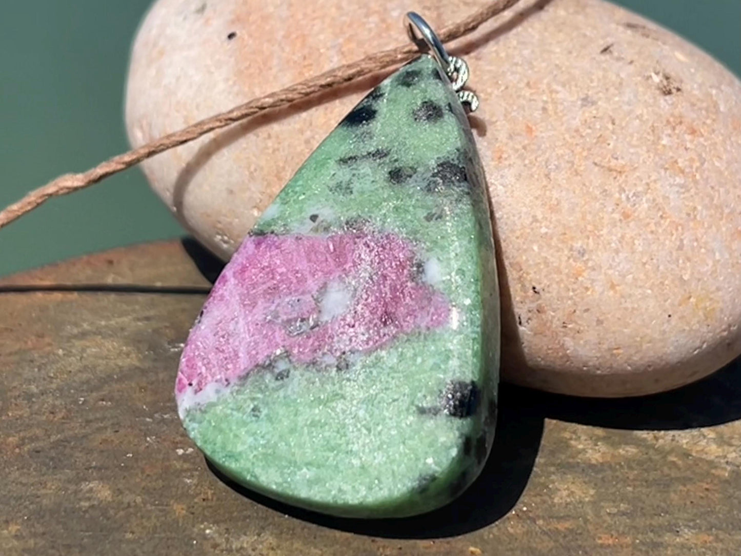 Ruby Fushsite necklace. Handmade necklace, gift for her, gift for him, unusual necklace, unique jewellery, ethical gift, ethical jewellery