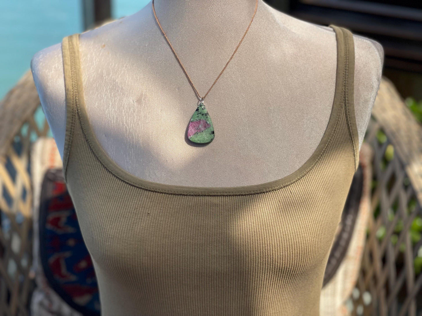 Ruby Fushsite necklace. Handmade necklace, gift for her, gift for him, unusual necklace, unique jewellery, ethical gift, ethical jewellery