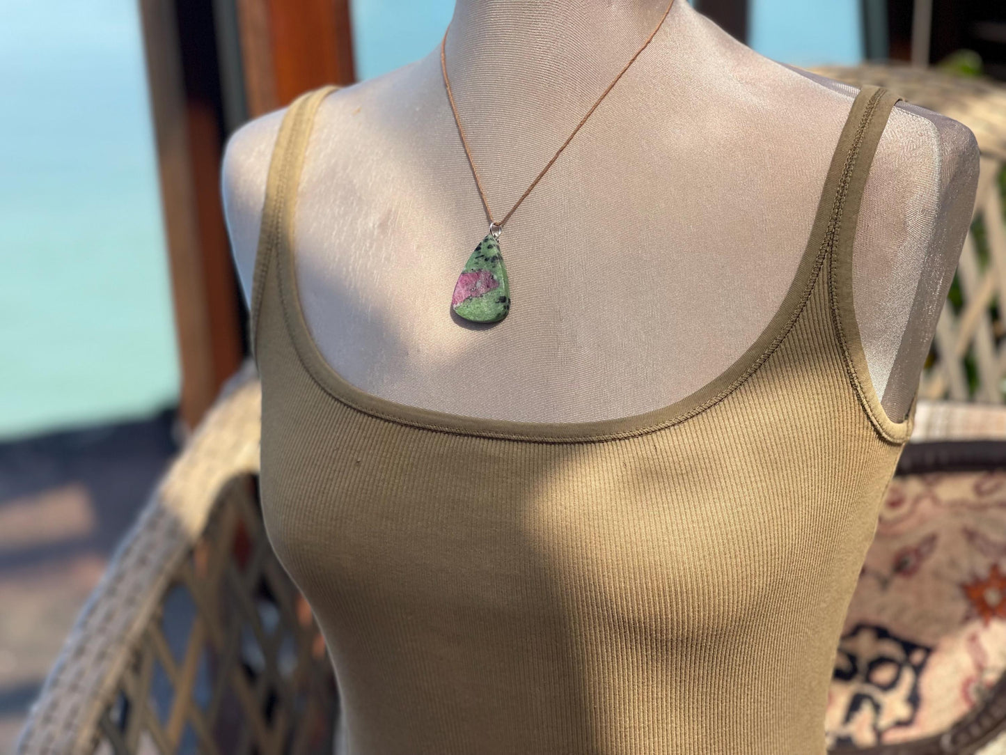 Ruby Fushsite necklace. Handmade necklace, gift for her, gift for him, unusual necklace, unique jewellery, ethical gift, ethical jewellery