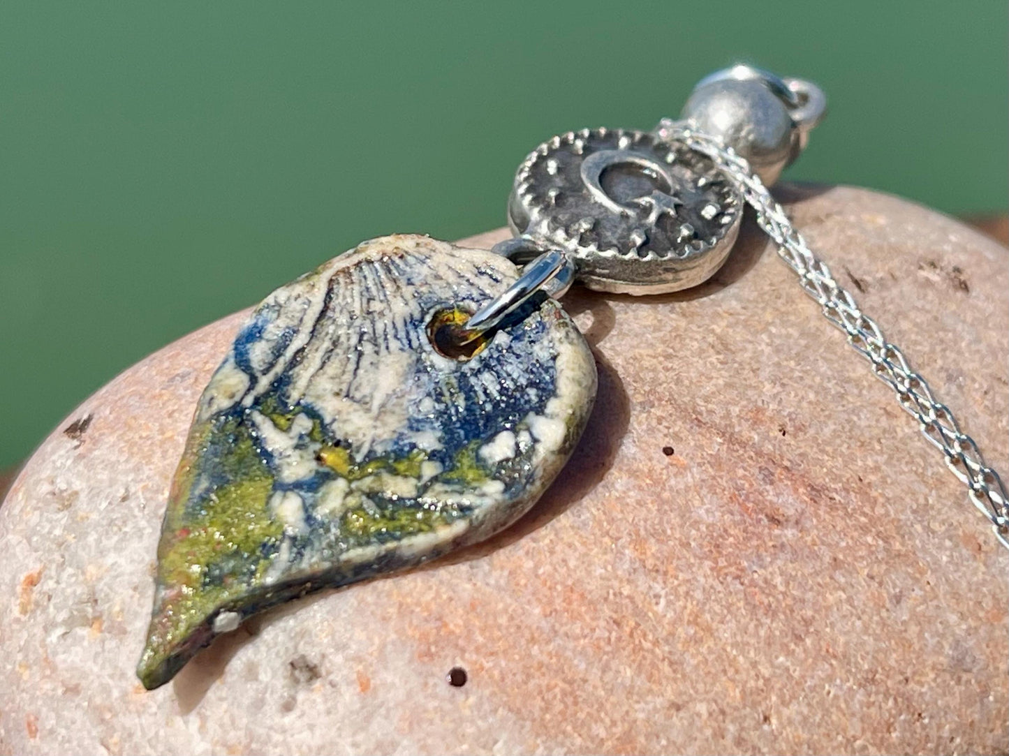 Handcrafted Boho Blue Butterfly Necklace - Unique Ethical Ceramic Jewelry. Unusual blue necklace, butterfly necklace, unique pendant