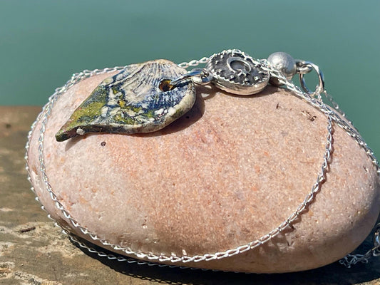 Handcrafted Boho Blue Butterfly Necklace - Unique Ethical Ceramic Jewelry. Unusual blue necklace, butterfly necklace, unique pendant