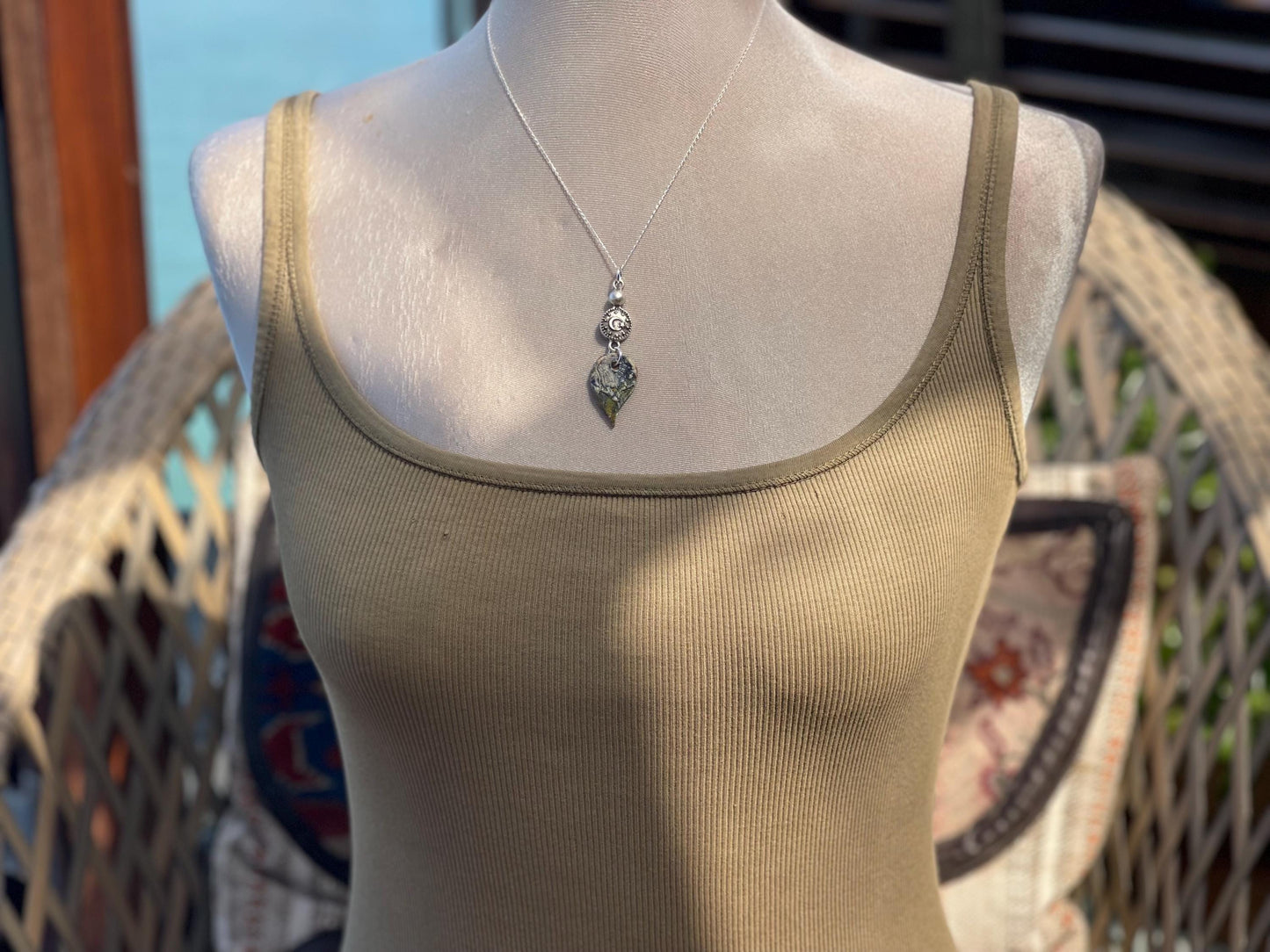 Handcrafted Boho Blue Butterfly Necklace - Unique Ethical Ceramic Jewelry. Unusual blue necklace, butterfly necklace, unique pendant