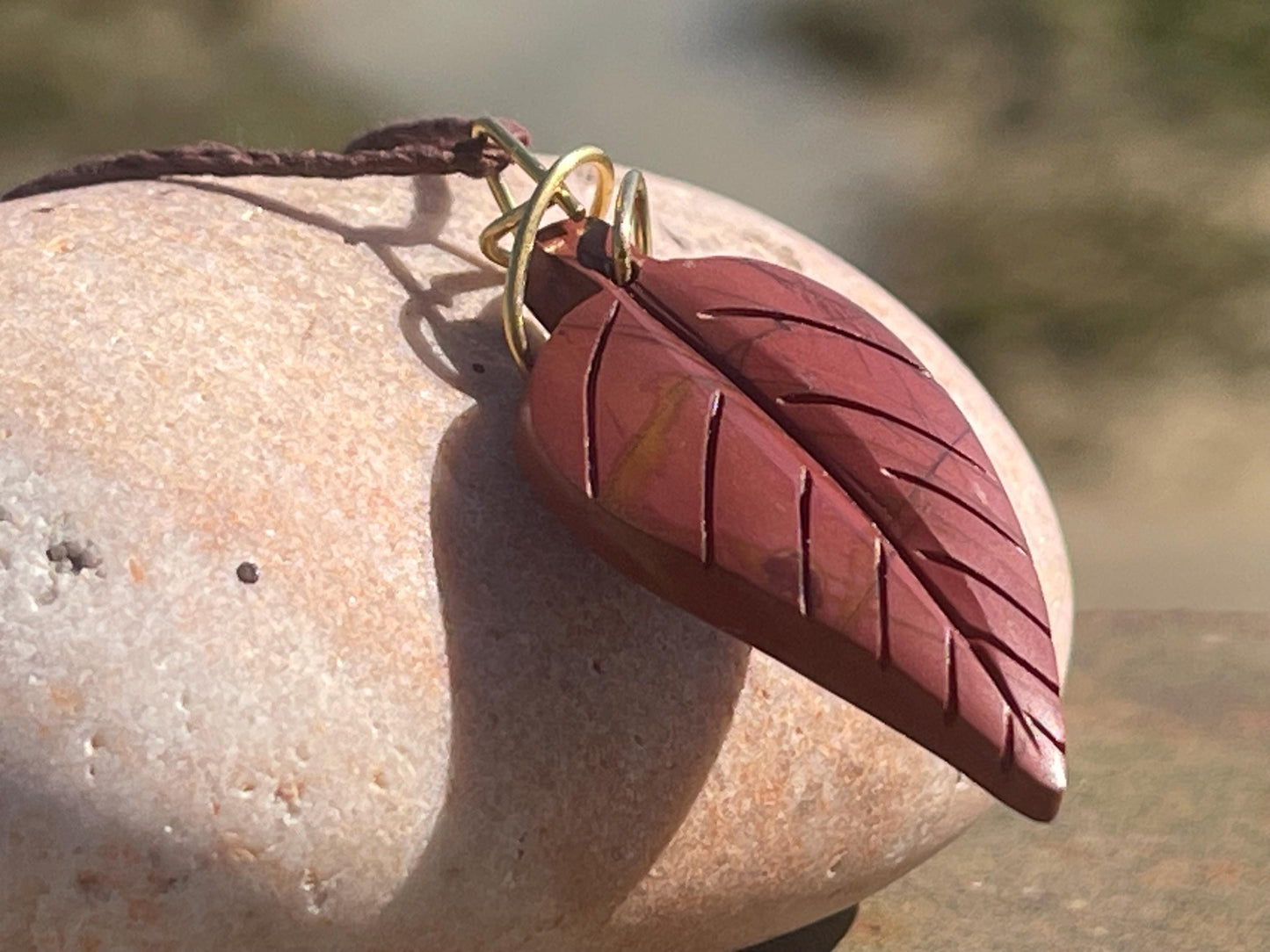 Leaf pendant. Mahogany obsidian necklace, ethical jewellery. Unusual necklace, boho gift for her, unusual jewellery, unique gift for him